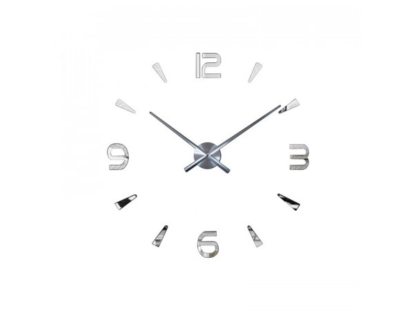 3D Nalepovacie hodiny DIY Clock Evevo 277SXL, Silver 90-130cm