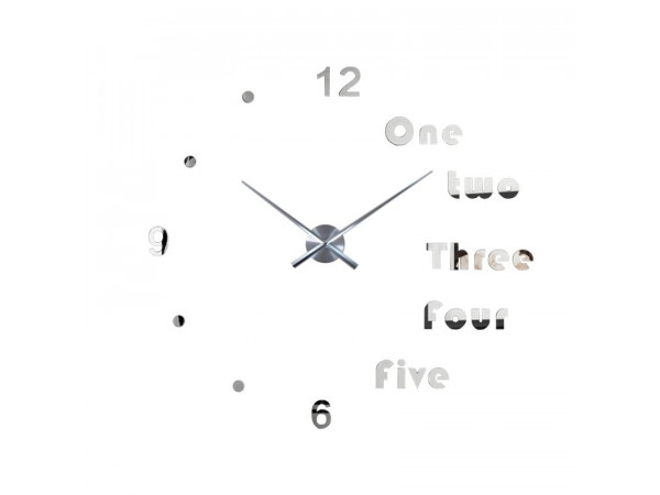 3D Nalepovacie hodiny DIY Clock Evevo 8282XL, Silver 90-130cm