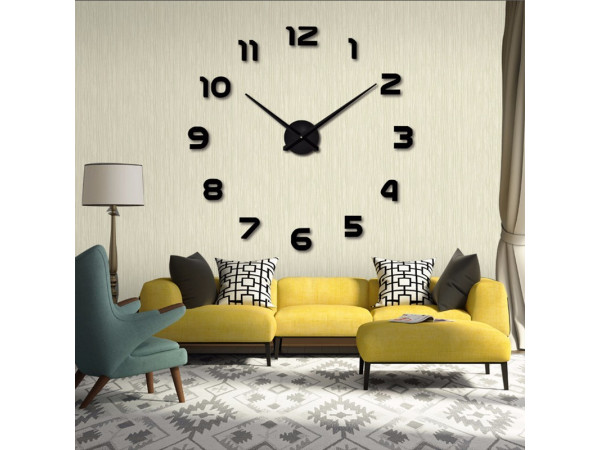 3D Nalepovacie hodiny DIY Clock 1-12, Black 80-130cm 3D Nalepovacie hodiny DIY Clock 1-12, Black 80-130cm