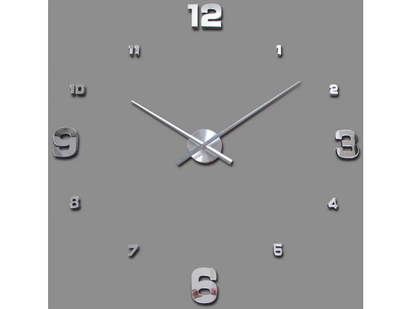 3D Nalepovacie hodiny Clock BIG 3-12 XL, Silver Mirror 90-130cm 3D Nalepovacie hodiny Clock BIG 3-12 XL, Silver Mirror 90-130cm