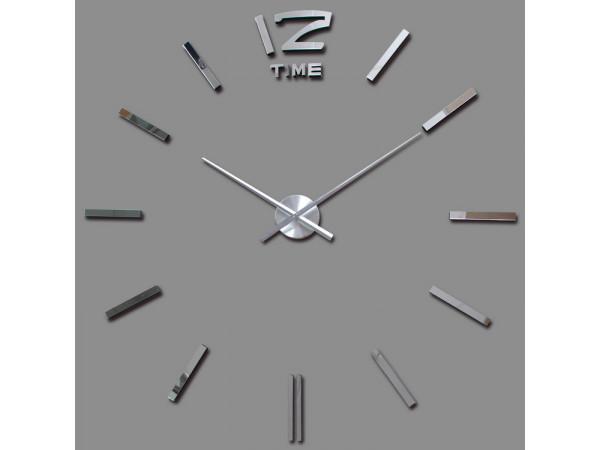 3D Nalepovacie hodiny DIY Clock BIG Time XL, Silver 90-130cm 3D Nalepovacie hodiny DIY Clock BIG Time XL, Silver 90-130cm