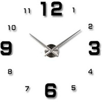 3D Nalepovacie hodiny Clock BIG 3-12 XL, Silver Black 90-130cm