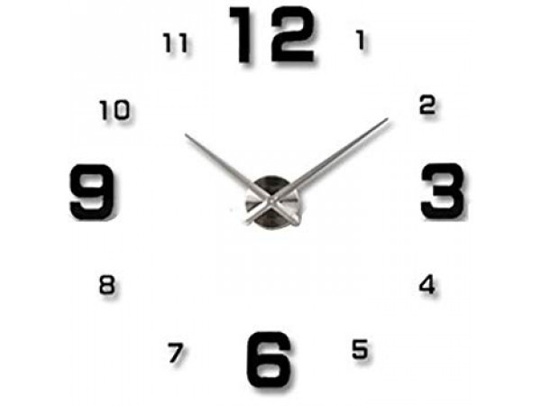 3D Nalepovacie hodiny Clock BIG 3-12 XL, Silver Black 90-130cm 3D Nalepovacie hodiny Clock BIG 3-12 XL, Silver Black 90-130cm