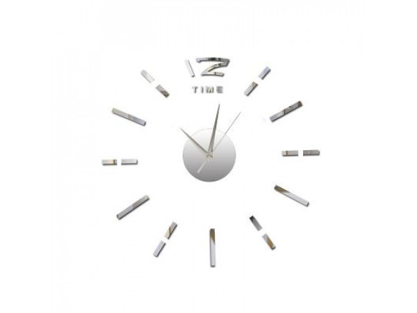 3D Nalepovacie hodiny DIY Clock BIG Time Q70D1, Silver 80-130cm