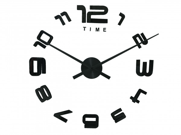3D Nalepovacie hodiny DIY Clock Evevo 8232BXL, čierne, 90-130cm