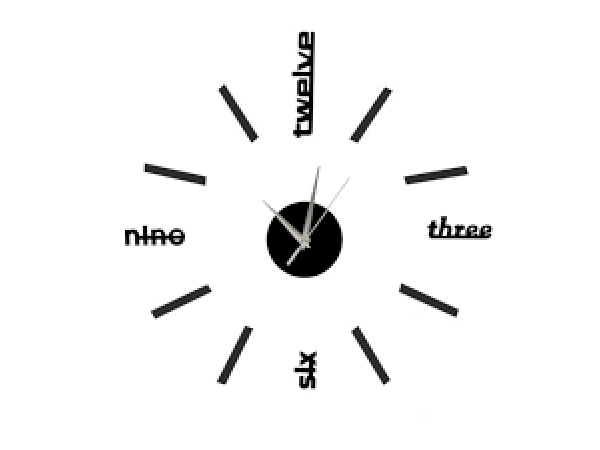 Nalepovacie nástenné hodiny, DIY d6BK mini, čierne, 60cm