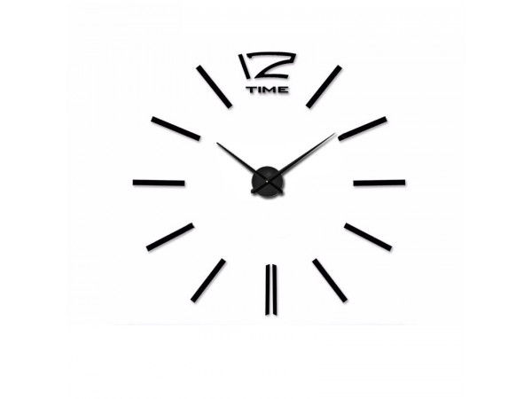 3D Nalepovacie hodiny DIY Clock 12 Time XL Black 90-130cm 3D Nalepovacie hodiny DIY Clock 12 Time XL Black 90-130cm