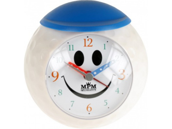 Budík MPM, 2568.0030 - biela/modrá, 10cm Budík MPM, 2568.0030 - biela/modrá, 10cm