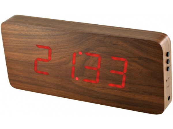 Digitálny LED budík/ hodiny MPM s dátumom a teplomerom 3672.50, red led, 25cm