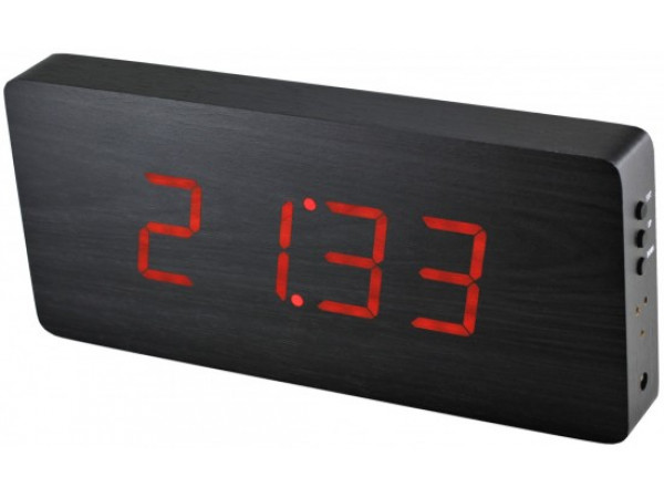 Digitálny LED budík/ hodiny MPM s dátumom a teplomerom 3672.90, red led, 25cm
