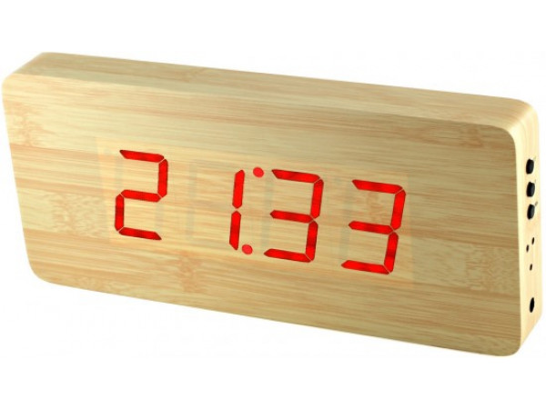 Digitálny LED budík/ hodiny MPM s dátumom a teplomerom 3672.51, red led, 25cm