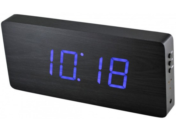 Digitálny LED budík/ hodiny MPM s dátumom a teplomerom 3672, blue led, 25cm