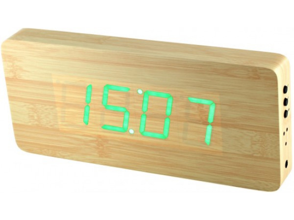Digitálny LED budík/ hodiny MPM s dátumom a teplomerom 3672.51, green led, 25cm