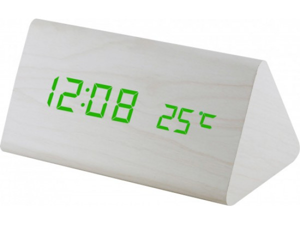 Digitálny LED budík MPM s dátumom a teplomerom C02.3570.00 GREEN, 15cm