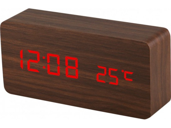Digitálny LED budík s dátumom a teplomerom EuB8466 RED BROWN, 15cm Digitálny LED budík s dátumom a teplomerom EuB8466 RED BROWN, 15cm