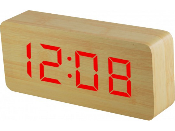 Digitálny LED budík MPM s dátumom a teplomerom C02.3565.51 RED, 21cm