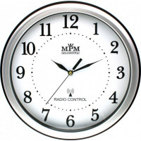 Nástenné hodiny MPM, DCF signál, 2492.70 - strieborná, 38cm