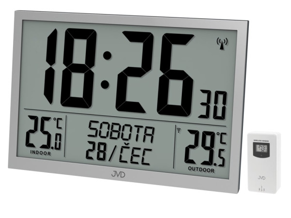 Digitálne rádiom riadené XL hodiny JVD RB9412.2, biele