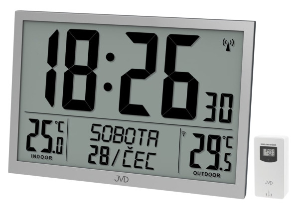 Digitálne rádiom riadené XL hodiny JVD RB9412.2, biele Digitálne rádiom riadené XL hodiny JVD RB9412.2, biele