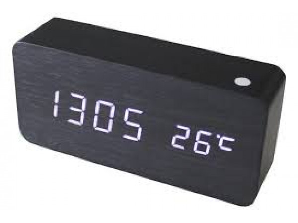 Digitálny LED budík s dátumom a teplomerom GoT6035 White Led, BLACK, 15cm