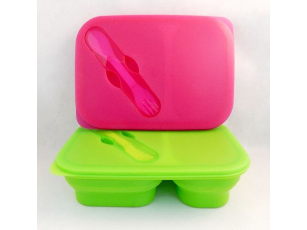 Silikónový skladací lunchbox s príborom Eub Silikónový skladací lunchbox s príborom Eub