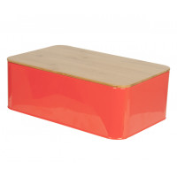 Chlebník s doskou Bread box Solid tin, neon orange