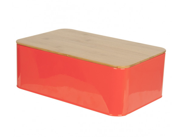 Chlebník s doskou Bread box Solid tin, neon orange