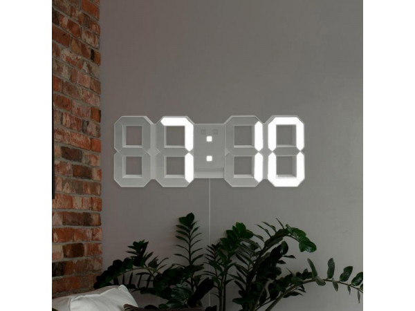 Hodiny s budíkom Balvi Digital L, biele 45cm Hodiny s budíkom Balvi Digital L, biele 45cm