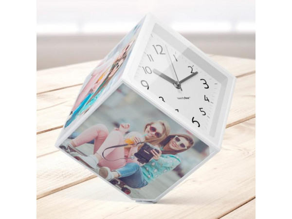 Rotujúca fotokocka s hodinami Balvi Photo-Clock 15x15cm