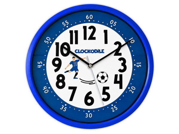 Modré detské nástenné hodiny futbal CLOCKODILE CCS3000
