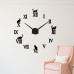 3D Nalepovacie hodiny DIY Clock Cat Time, čierne 70-120cm 3D Nalepovacie hodiny DIY Clock Cat Time, čierne 70-120cm