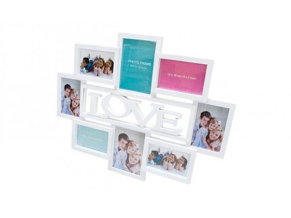 Fotorám Love na 8 fotiek, biely, 63x50cm Fotorám Love na 8 fotiek, biely, 63x50cm
