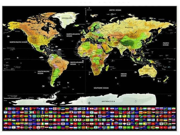 Stieracia mapa sveta s vlajkami 82x59cm IS9409 Stieracia mapa sveta s vlajkami 82x59cm IS9409