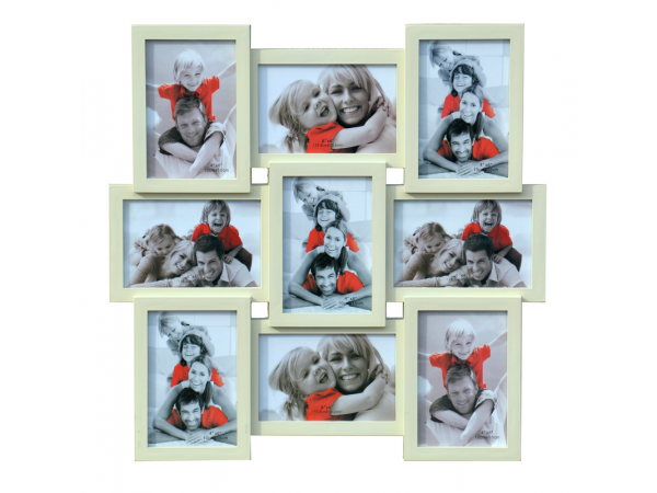 Plastový fotorám pre 9 fotiek 10x15 krémový, 45x45cm Plastový fotorám pre 9 fotiek 10x15 krémový, 45x45cm