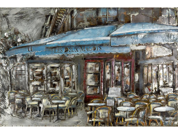 Kovový obraz 120X80 Parížska kaviarnička, FAM1069C
