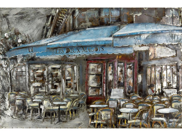 Kovový obraz 120X80 Parížska kaviarnička, FAM1069C Kovový obraz 120X80 Parížska kaviarnička, FAM1069C