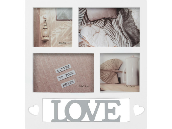 Multirám na 4 fotky Falc 0022 Love, biela Multirám na 4 fotky Falc 0022 Love, biela