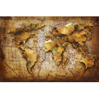 Kovový obraz ART 120x80 Mapa sveta 0408 Kovový obraz ART 120x80 Mapa sveta 0408