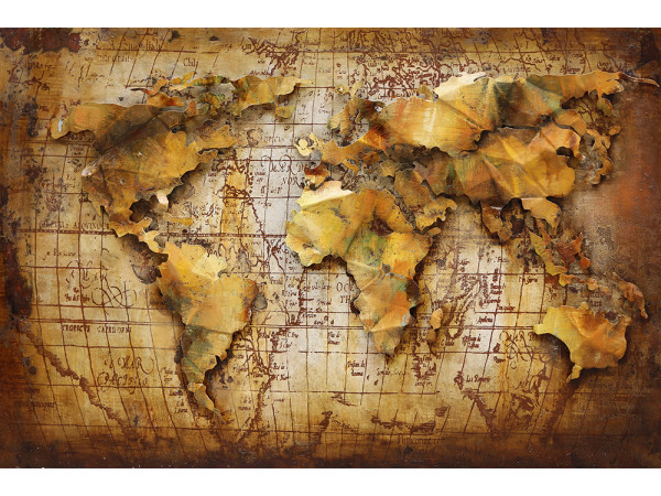 Kovový obraz ART 120x80 Mapa sveta 0408