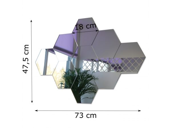 Dekoratívne zrkadlá Hexagon sada 9 kusov