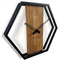 Dubové hodiny Loft Hexagon kovové 50cm, z231 Dubové hodiny Loft Hexagon kovové 50cm, z231