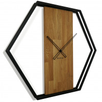 Dubové hodiny Loft Hexagon kovové 80cm, z231 Dubové hodiny Loft Hexagon kovové 80cm, z231