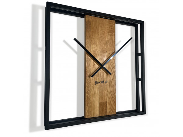 Dubové hodiny štvorcové Loft Square kovové 50cm z231-a-1 Dubové hodiny štvorcové Loft Square kovové 50cm z231-a-1