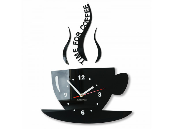 Kuchynské hodiny šálka Flexz16, 42 cm, čierne