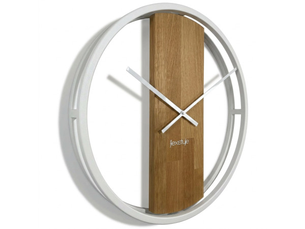 Okrúhle dubové hodiny Flexistyle LOFT OVAL kovové 50cm biele, z231oval-2d-2-x Okrúhle dubové hodiny Flexistyle LOFT OVAL kovové 50cm biele, z231oval-2d-2-x