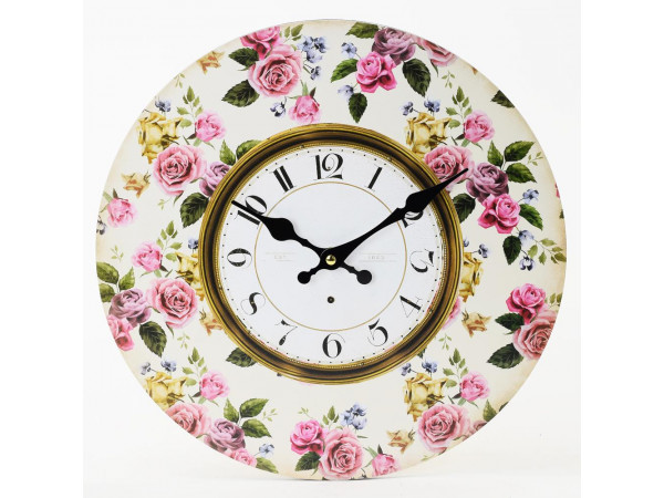 Nástenné hodiny, Flor0134, Ruže, 34cm Nástenné hodiny, Flor0134, Ruže, 34cm