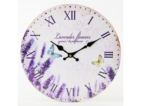 Nástenné hodiny, Flor0138, Lavender, 34cm Nástenné hodiny, Flor0138, Lavender, 34cm