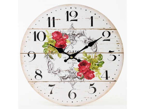 Nástenné hodiny, Flor0143, Ruže, 34cm Nástenné hodiny, Flor0143, Ruže, 34cm