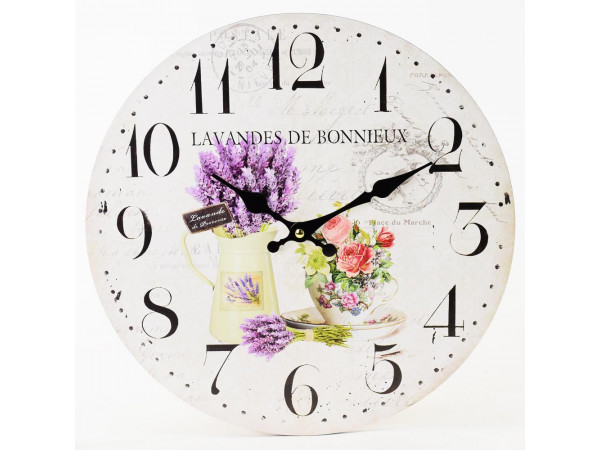 Nástenné hodiny, Flor0149, Levanduľa, 34cm Nástenné hodiny, Flor0149, Levanduľa, 34cm