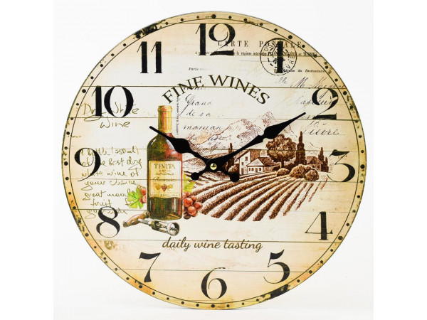 Nástenné hodiny, Flor0150, Fine Wines, 34cm Nástenné hodiny, Flor0150, Fine Wines, 34cm